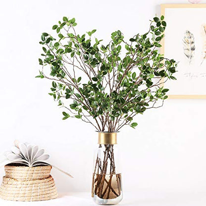 43" Artificial Greenery Stems Plants Faux Leaf Green Eucalytus Branches Ficus Twig Fern Fake Green Bushes Shrubs for Home Party Wedding Decoration (4 Count)