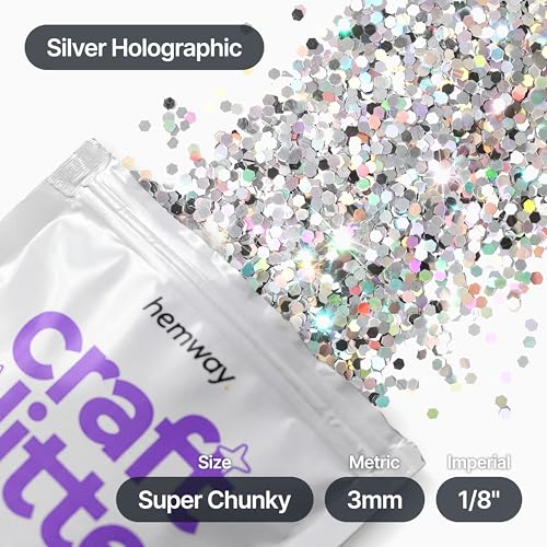 Craft Glitter Silver Holographic 100g Super Chunky Glitter (3.5 Ounce)