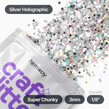 Craft Glitter Silver Holographic 100g Super Chunky Glitter (3.5 Ounce)