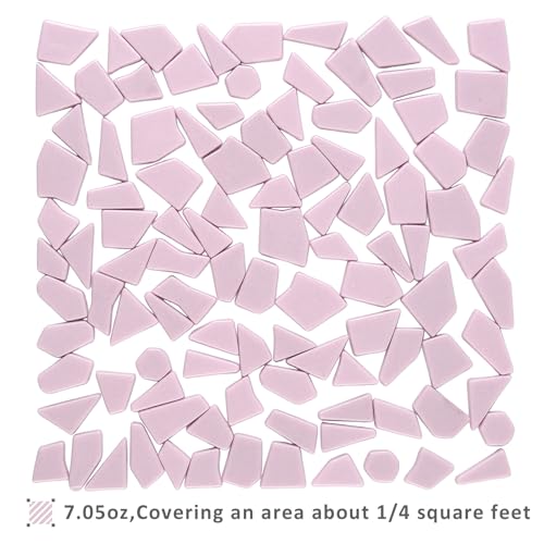 Pink Glass Mosaic Tiles for Crafts Bulk (7.05 Ounce)