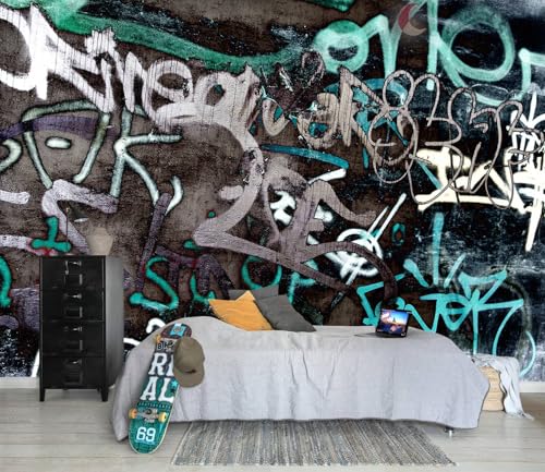 Black and White Art Graffiti Wallpaper wall murals for Bathroom 182"x120"