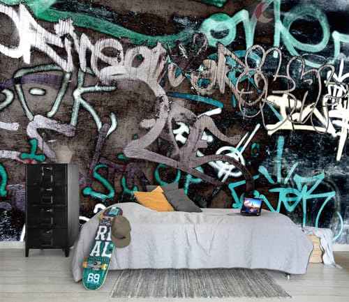Black and White Art Graffiti Wallpaper wall murals for Bathroom 114"x74"