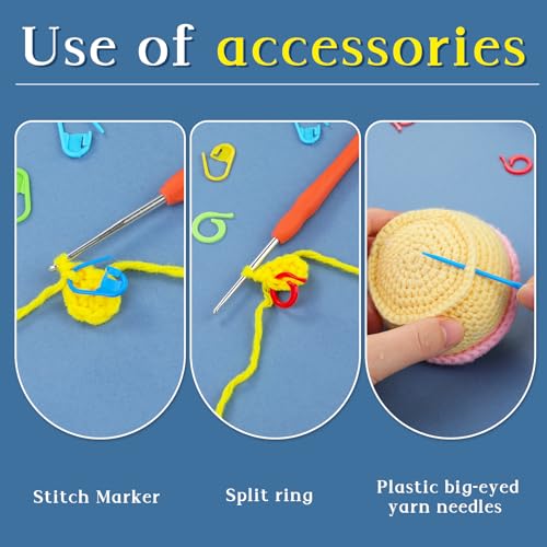 34 Pcs Crochet Ring Adjustable Knitting Thimble Accessories
