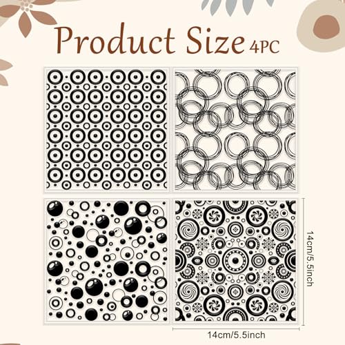 4 Pcs Looped Circles Polymer Clay Texture Sheets Artistic Dots Silicone Texture Stamp Circular Style Modeling Pattern Pad Sheets for Jewelry and Earrings Tools