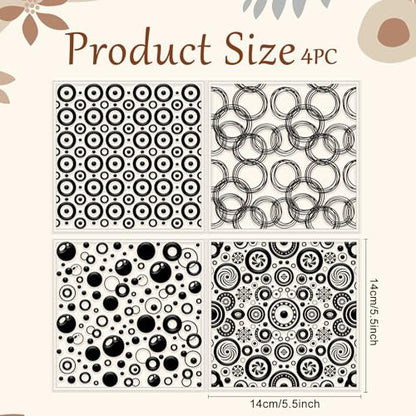 4 Pcs Looped Circles Polymer Clay Texture Sheets Artistic Dots Silicone Texture Stamp Circular Style Modeling Pattern Pad Sheets for Jewelry and Earrings Tools