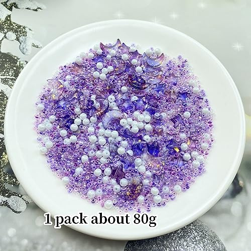 Assorted Glass Beads for Jewelry Making Multi Size Colors Glass Star Moon Seed Pearl Spacer Beads for Bracelets Necklace Earring Making (2.8219 Ounce)