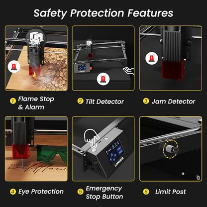 Laser Engraver Ray5 10000mW Engraver Machine DIY CNC Laser Cutter Tool for Metal Glass Wood Working Area 15.7 "x15.7" with Air Assist Rotary Roller Kit Laser