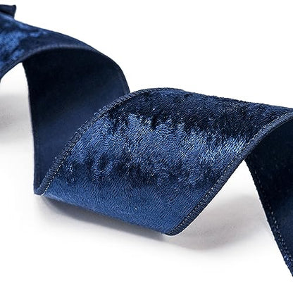 Navy Velvet Ribbon 2.5 Inch x 10 Yards for Christmas Tree Topper Home Decoration Wreath Gift Wrapping DIY Craft (30 Foot)