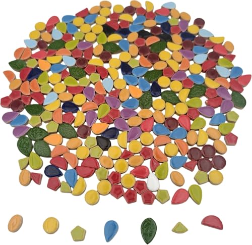 500g 1.1lb Random Color Irregular Ceramics Mosaic Tiles (16 Ounce)