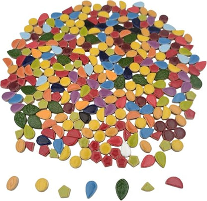 500g 1.1lb Random Color Irregular Ceramics Mosaic Tiles (16 Ounce)