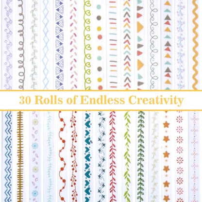 30 Rolls Floral Washi Tapes Set (30 Count)