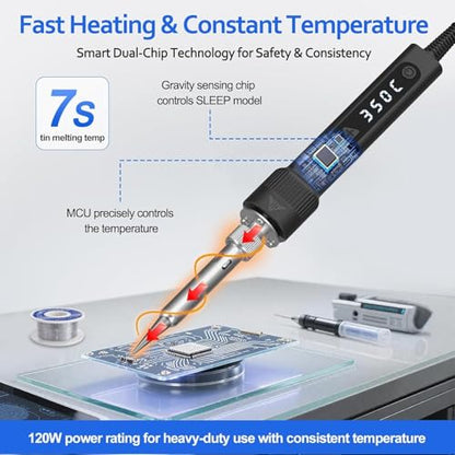 120W LED Soldering Iron Kit 7s Fast Heating Adjustable Temp 356