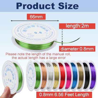 0.8 mm Dia. 10 Rolls Copper Jewelry Wire (65.6 Foot)