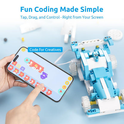 D1 21-in-1 STEM Coding Robot Kit for Kids (Ages 4+), 280+ Pieces Educational Building Set with APP-Controlled & Programming, 3D APP Guidance, Ideal Toy for Boys & Girls (280 Count)