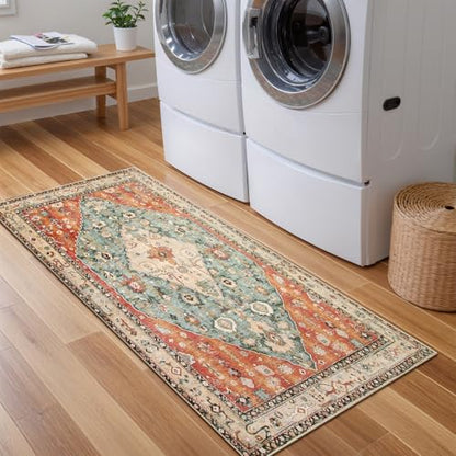 Boho Tribal 2x4.3 Washable Rug Runners for Hallways Non Slip (8.6 Sq Ft)