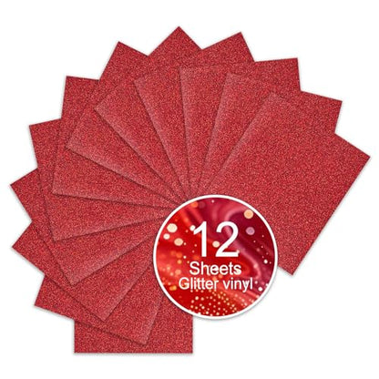 Red Glitter Heat Transfer Vinyl (12 Count)