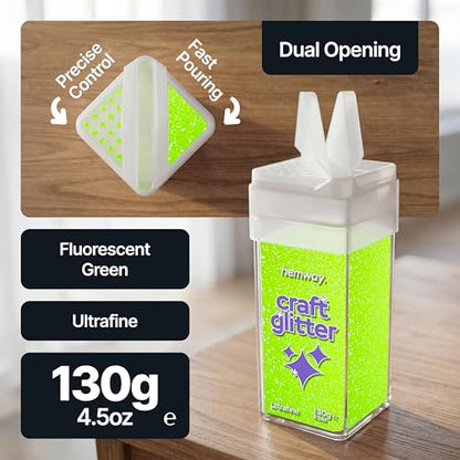 Craft Glitter Shaker Fluorescent Green 110g Ultrafine (3.8 Ounce)