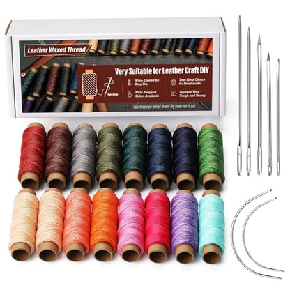Waxed Thread 0.8mm 16pcs 32 Yard Leather Thread for Hand Sewing (98 Foot)