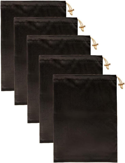 Valante Set of Microfiber Drawstring Storage Bags for Intimate Products (Large Black Set)