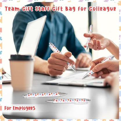 35 Sets Team Gifts for Employee Puzzle Pens Bulk Retractable Ballpoint Pen Thank You Cards and Organza Bags for Volunteer Teacher Nurse Admin Professionals Assistant Team Office Staff