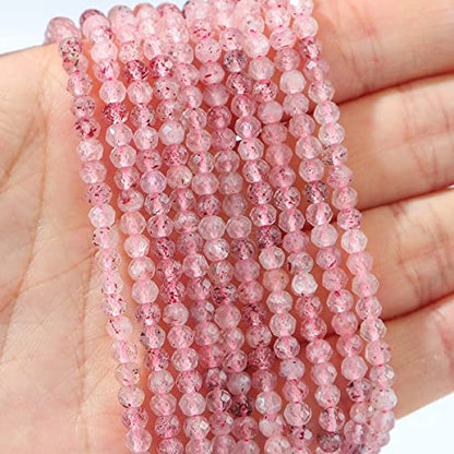 Natural Strawberry Crystal Beads 4x2mm 120pcs Faceted Rondelle Loose Semi Gemstone Beads for Jewelry Making Design (120 Count)
