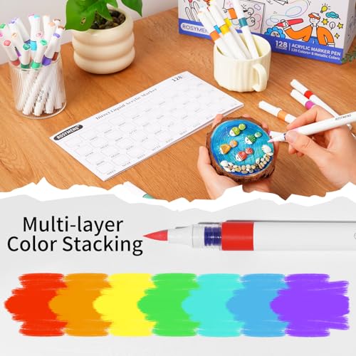 ROSYMENG 9 Color Acrylic Paint Pens (9 Count)