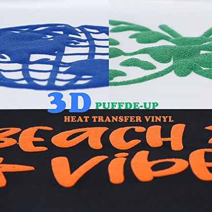 RENLITONG 3D Puff HTV Rolls Heat Transfer Vinyl