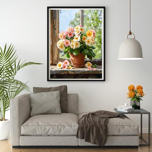 Art Crafts 14ct Counted Cross Stitch Patterns Kits Flowers Printed Stamped Cross Stitch Kits for Adults Needlepoint Kits
