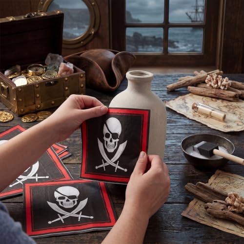 60 Pcs Pirate Napkins 6.5 x 6.5 Inches Pirate Party Decorations (60 Count)
