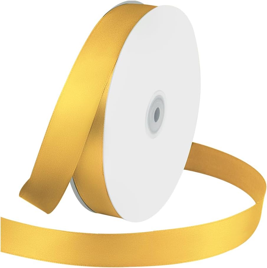 1 Inches x 100 Yards Polyester Satin Ribbon, Solid Color Yellow Satin Ribbon for Crafts, Gift Wrapping, Hair Bows, Wedding Party Decoration, Bow Making & Other Projects (Yellow) - Crafty Corner
