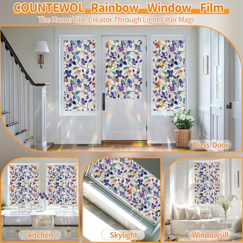 Window Privacy Film with Installation Tools Home Decorative Colored Glass Window Stickers Reusable electrostatic Rainbow Stickers