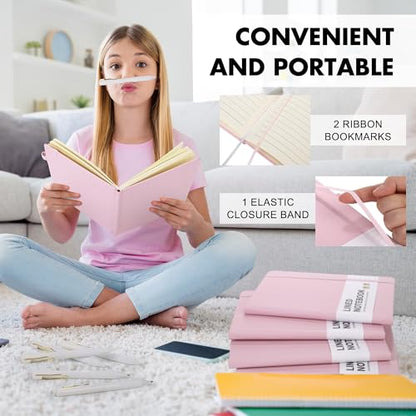 30 Set Lined Notebook Journals with Pens A5 Notebooks 100 GSM College Ruled Hardcover Notebook PU Leather Notepad with Pen Holder for Office School