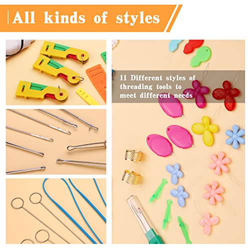 42 Pcs Drawstring Threader Tool Set Needle Threaders for Hand Sewing (42 Count)