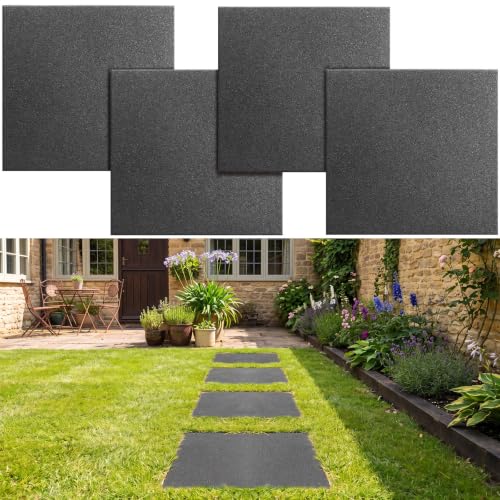 4 Pcs 12 x 12 Inch Rubber Stepping Stones Outdoor Garden Walkway Non (4 Count)