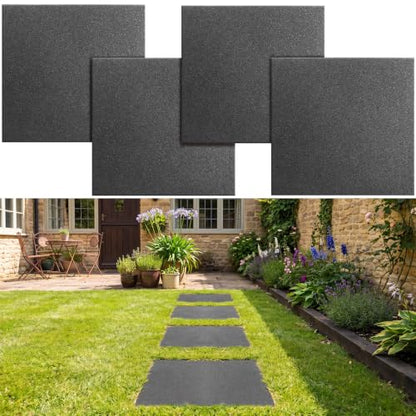 4 Pcs 12 x 12 Inch Rubber Stepping Stones Outdoor Garden Walkway Non (4 Count)