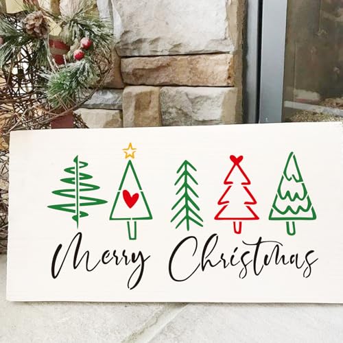 Christmas Stencils for Door Mats Reusable Large Doormat Stencils for Painting Christmas Stencil Merry Christmas Tree Templates for Doormats Wood Sign Door Hang Crafts (10 Count)
