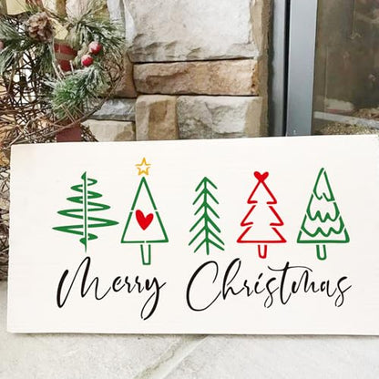 Christmas Stencils for Door Mats Reusable Large Doormat Stencils for Painting Christmas Stencil Merry Christmas Tree Templates for Doormats Wood Sign Door Hang Crafts (10 Count)