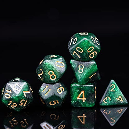 7 Die DND Dice Set Polyhedral Dice Set with a Leather Dice Bag (7 Count)