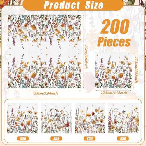 200 Pieces Fall Floral Cocktail Napkins 2 (200 Count)