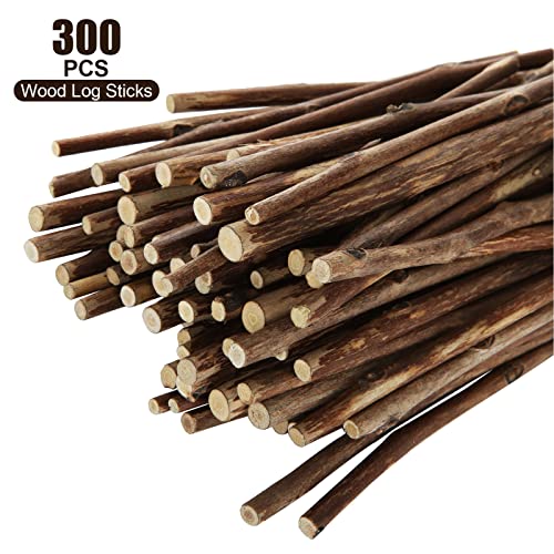 300PCS 4 inch Wood Log Sticks for Crafts (300 Count)