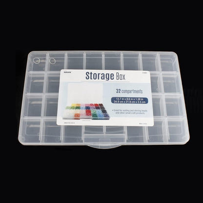 32 Grids Clear Plastic Organizer Box, Craft Storage Container for Beads Organizer, Art DIY, Crafts Jewelry Storage, Fishing Tackles, Rock Collection, 1 Pack