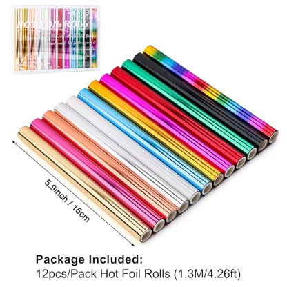 12 Pack Heat Transfer Gold Foil Sheets for Crafts Embossing Stamp Tool Heat Activated Thermal Toner Reactive Foil Roll 5.9inx4.26ft Add Stunning Foiled Elements to Any Card