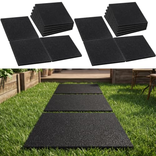 16 Pcs 12 x 12 Inch Rubber Stepping Stones Outdoor Garden Walkway Non (16 Count)