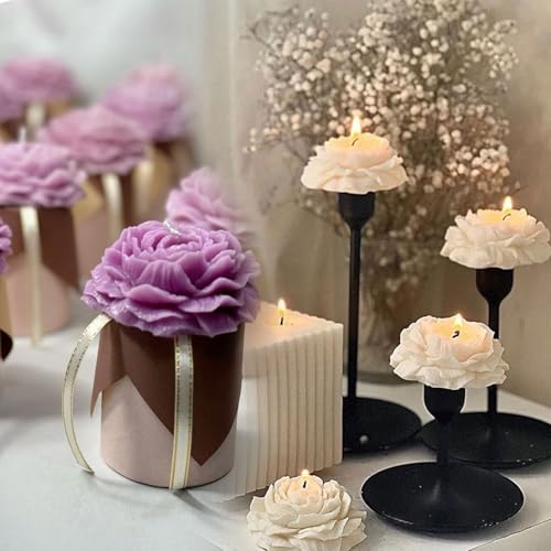 2 Pack 3.14 inch Peony Candle Molds Set (2 Count)