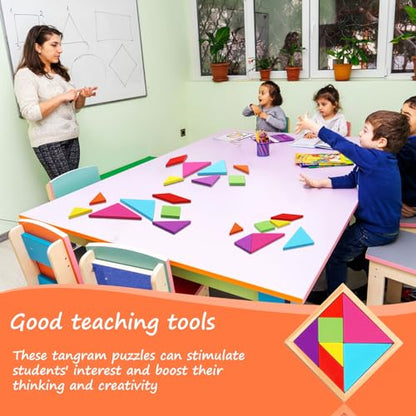 36 Pack Wooden Tangram Puzzles for Kids (36 Count)