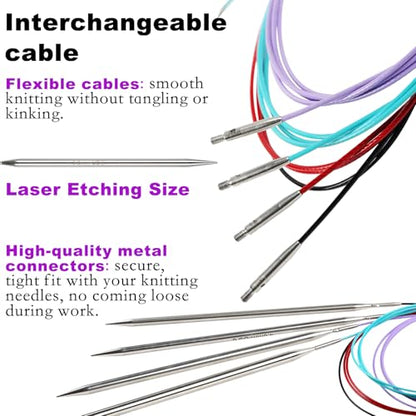 Lace Interchangeable Circular Knitting Needles (18 Count)