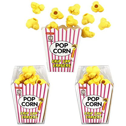 Pencil Top Erasers 36 Pack Popcorn Pencil Erasers Toppers Cap Erasers for Kids Cute Fun Novelty Food Erasers for Student School Supplies Prize Gifts Party Favors (36 个)