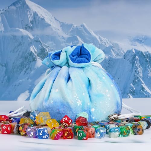 DND Dice Bags Large with Pockets Blue Storage Bag for D&D RPG Game (5.29 Ounce)