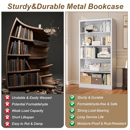 5 Shelf Metal Bookcase