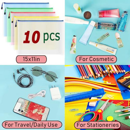 10 Pcs Zipper File Bags (10 Count)